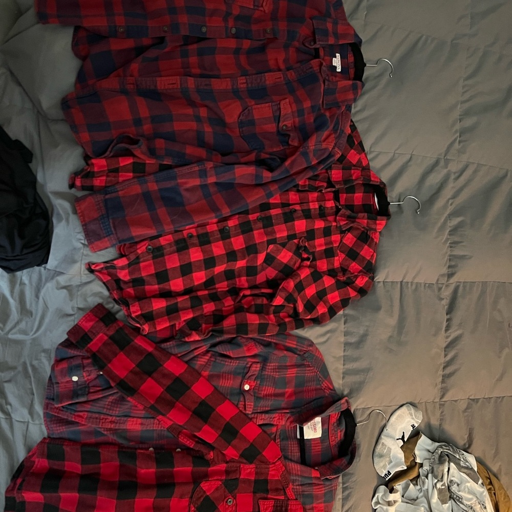4 Large Red Flannel different prints for winter priced for all 4
